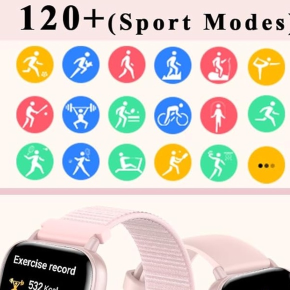 PINK Smart Watch 1.83" HD w 3 Wrist Bands Compatible Android iPhone Phones - Picture 4 of 5